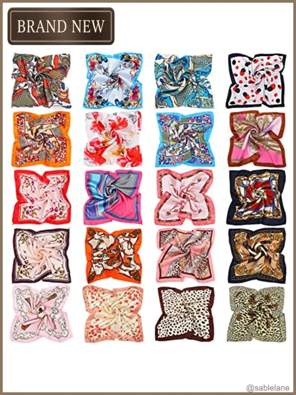 20 Pcs Silk Feeling Satin Square Scarves Women Neck Scarf Bandana Accessories